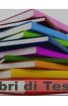 Pila di libri colorati con testo: libri di testo