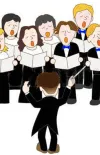 Disegno di un coro di adulti diretti da un Maestro