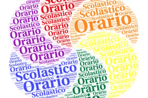 immagine decorativa: petali stilizzati con scritta orario scolastico