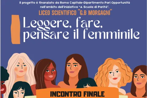 Locandina immagini di volti femminili per il progetto "leggere, fare, pensare il femminile"