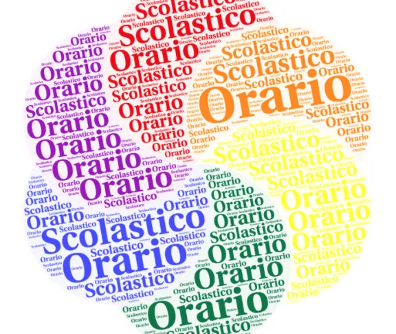 immagine decorativa: petali stilizzati con scritta orario scolastico