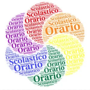 immagine decorativa: petali stilizzati con scritta orario scolastico
